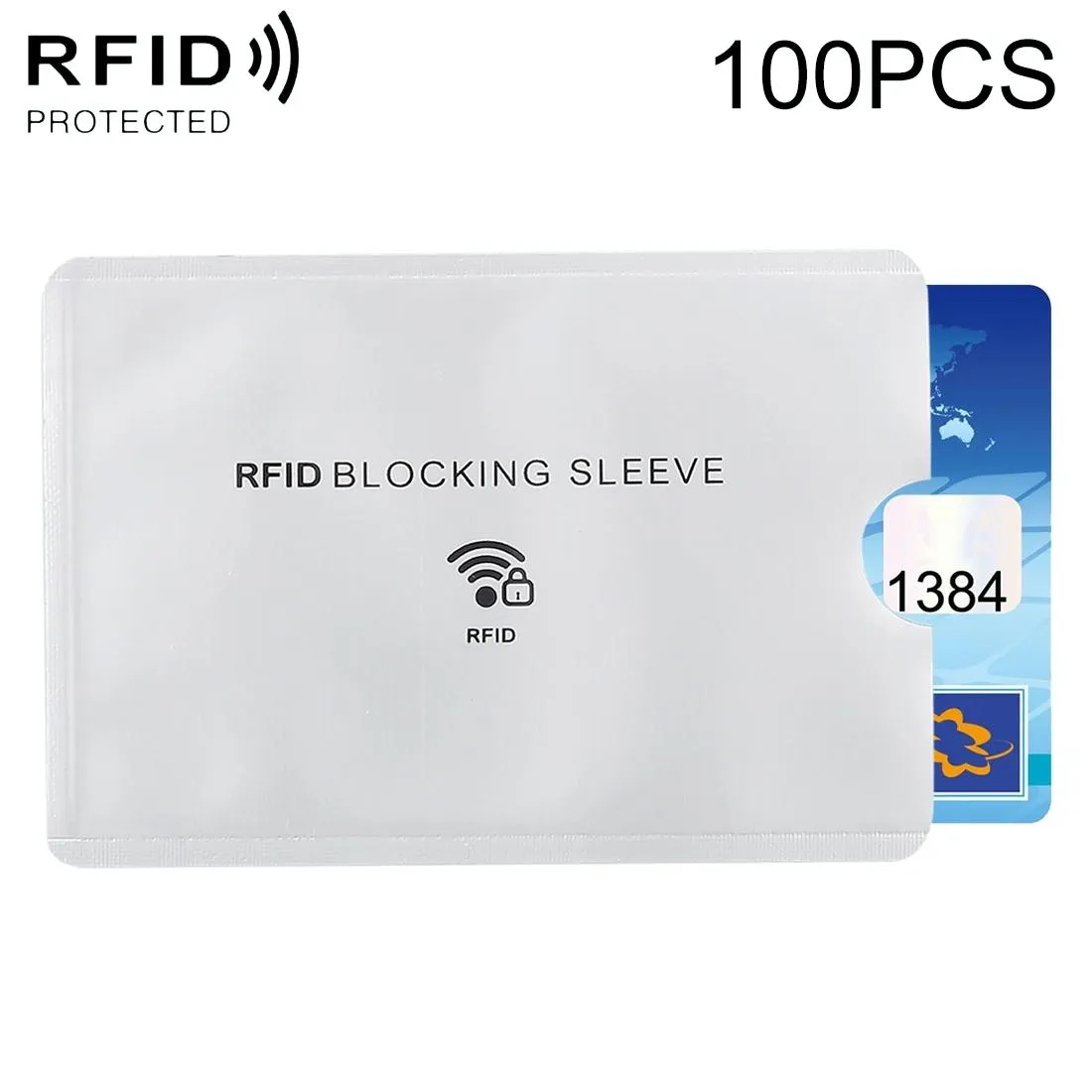 100 Rfid Blocking Aluminum Foil Card Sleeves - 9.1 x 6.3cm