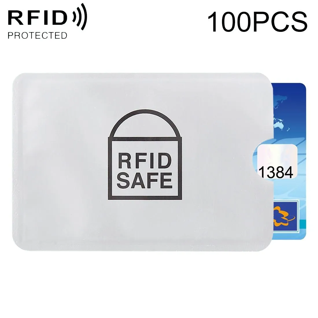 100 Rfid Blocking Card Sleeves - 9.1 x 6.3cm - Aluminum Foil