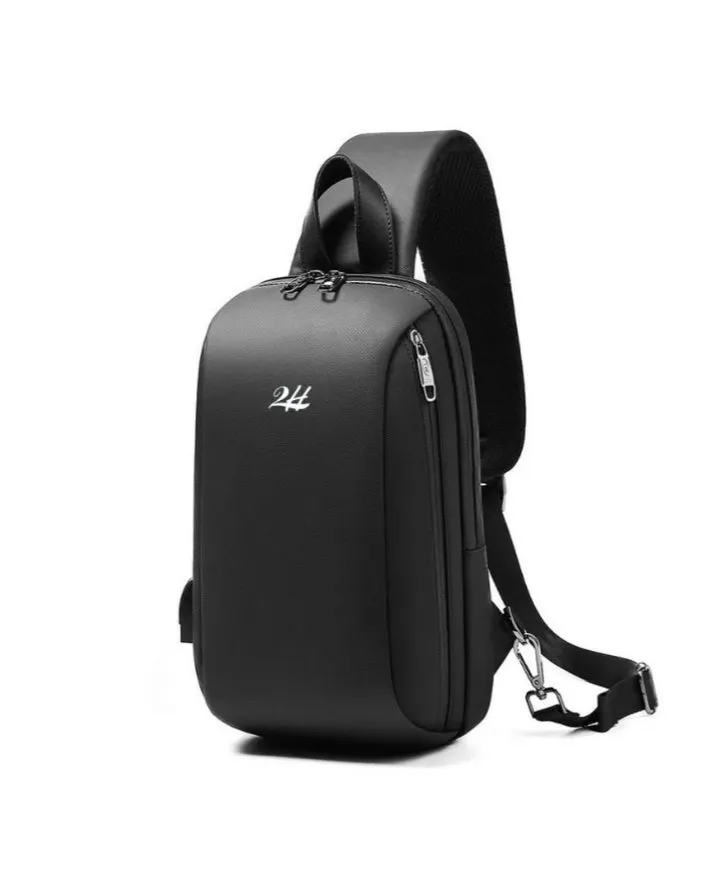 2H Black Chest Shoulder Bag