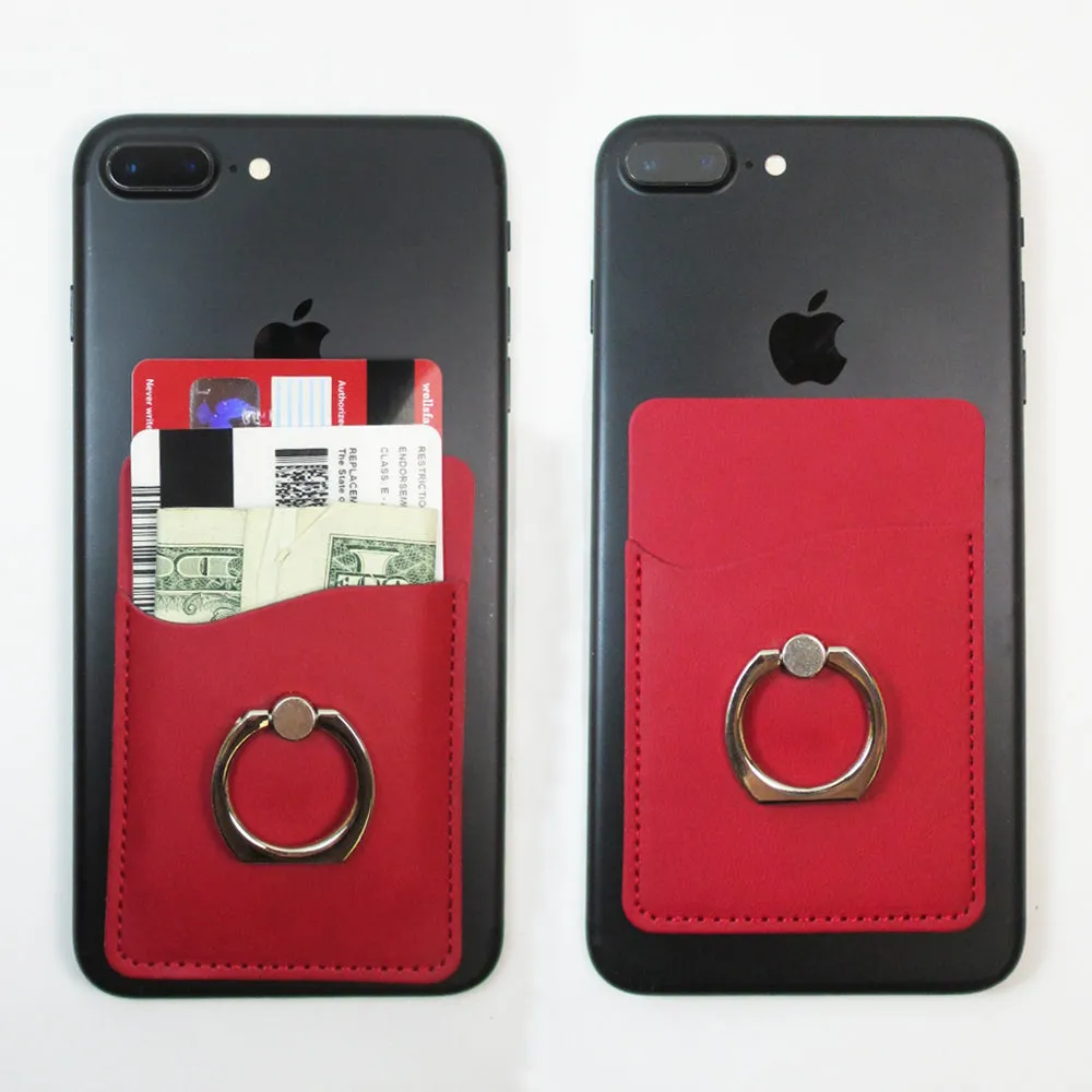 2PCS Universal Credit Card ID Holder Slim Adhesive Wallet Finger Ring Grip Stand