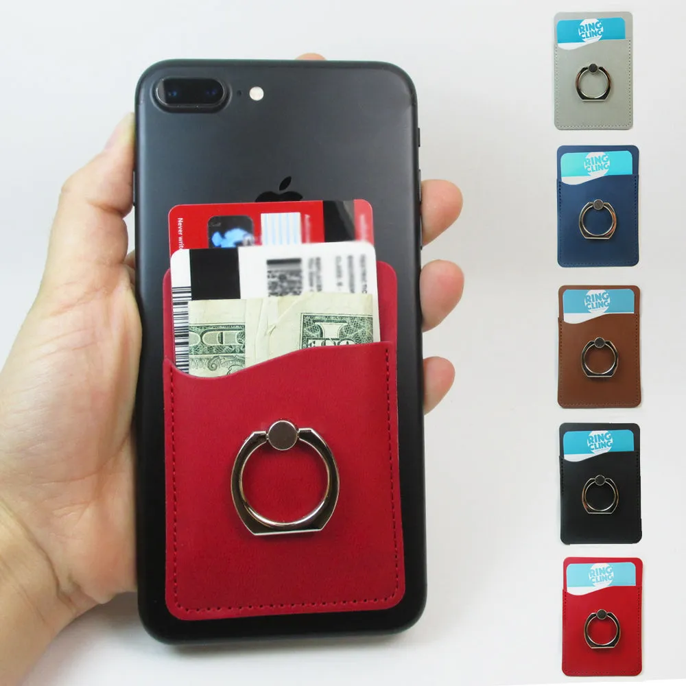 2PCS Universal Credit Card ID Holder Slim Adhesive Wallet Finger Ring Grip Stand