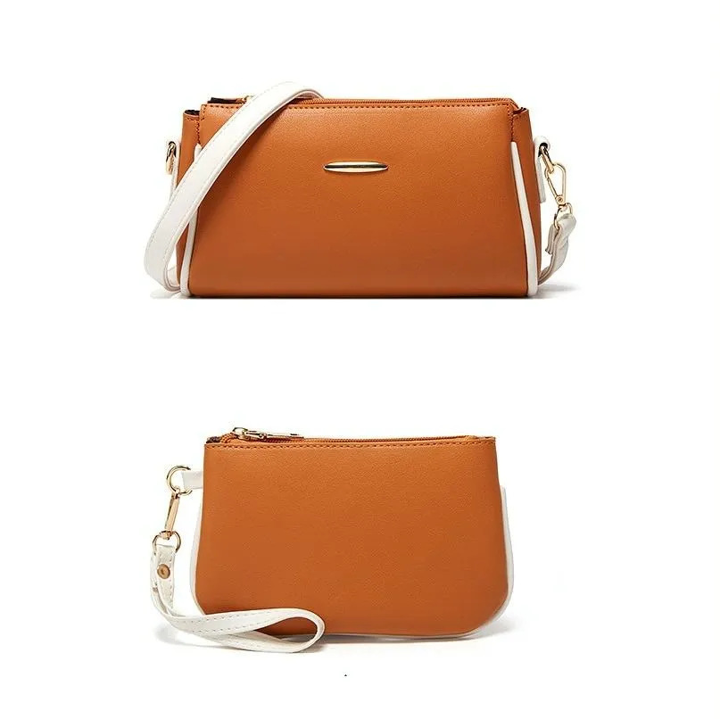 3 in 1 Ladies Simple All Match Handbag Soft Leather Messenger Bag Black