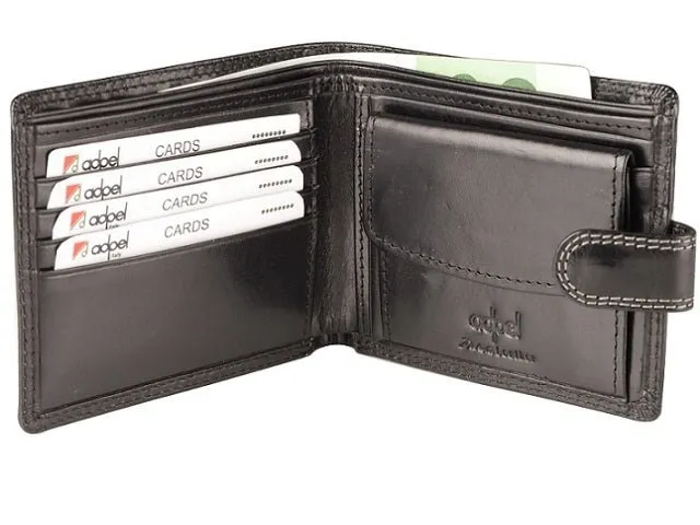 Adpel Dakota Leather Wallet With Tab | Black