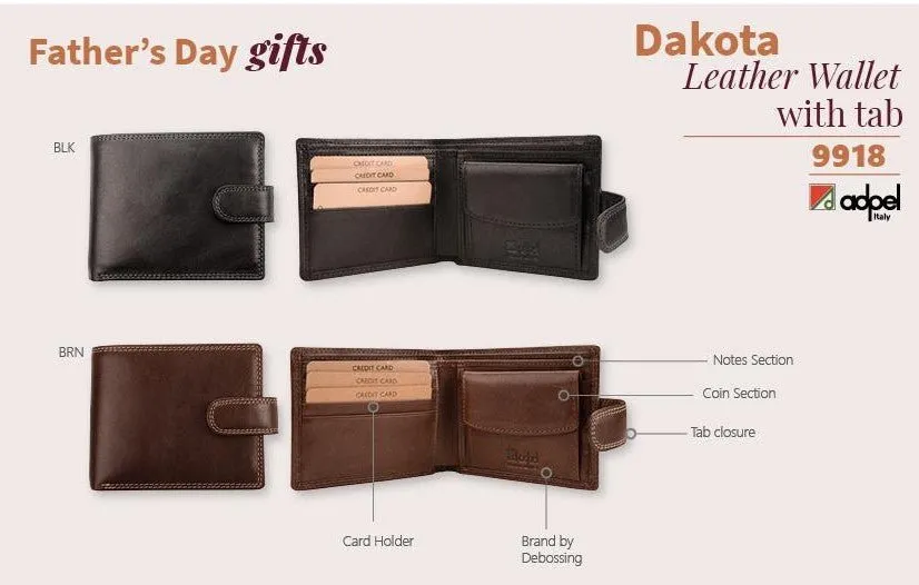 Adpel Dakota Leather Wallet With Tab | Black