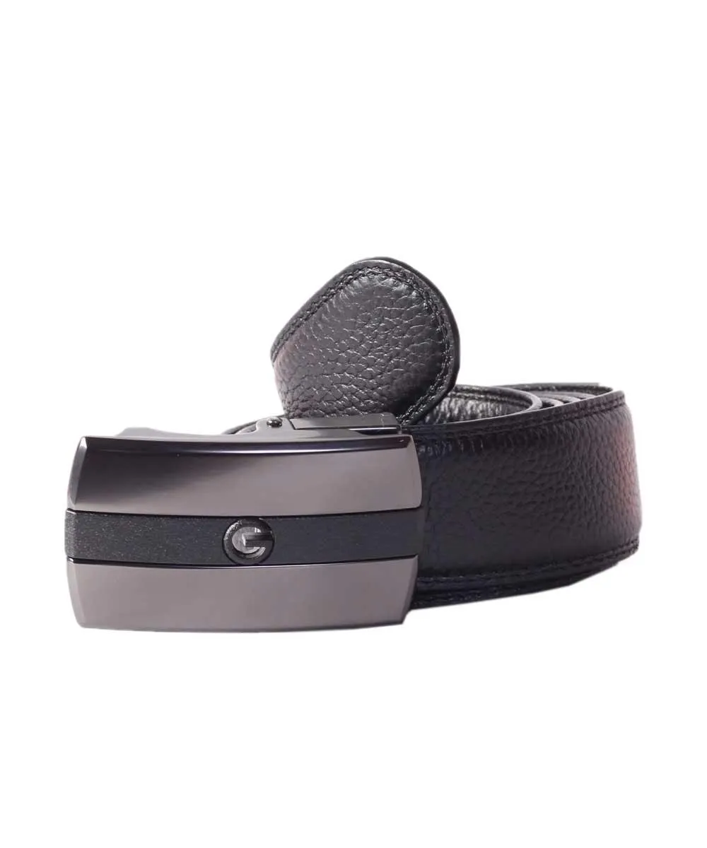 Black Automatic Buckle Leather Belt