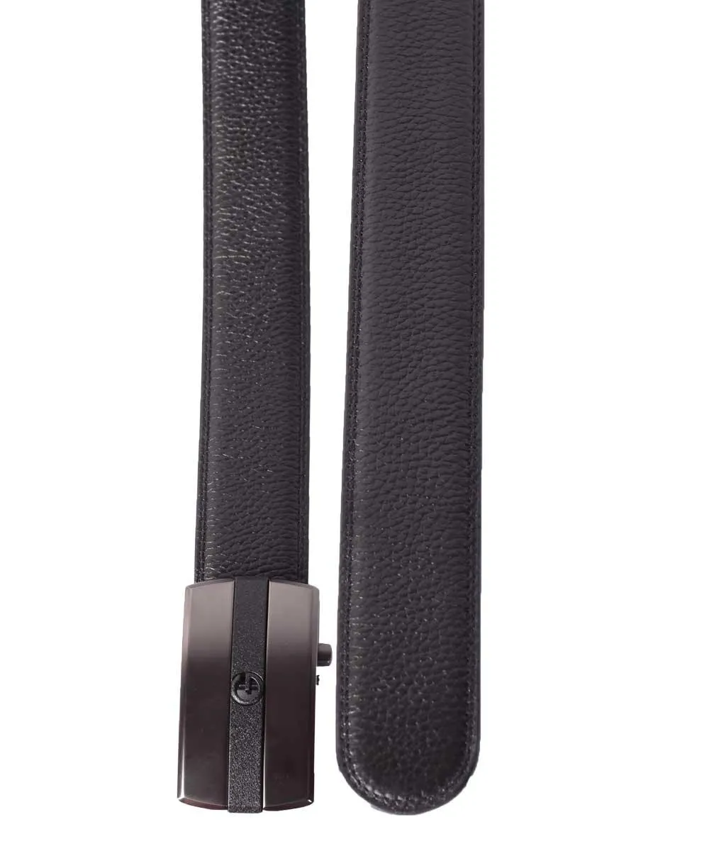 Black Automatic Buckle Leather Belt