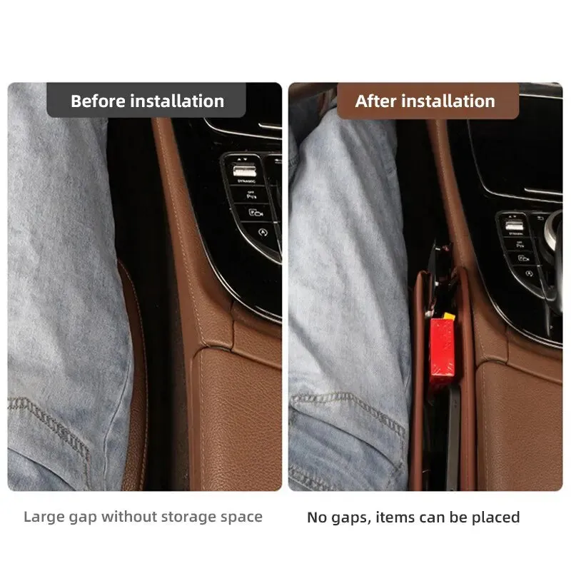 Car Seat Gap Organizer Pu Leather Console Side Pocket Storage Box