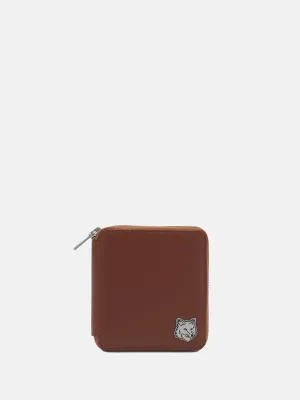 FOX HEAD SQUARE ZIPPED WALLET_DARK BROWNP298