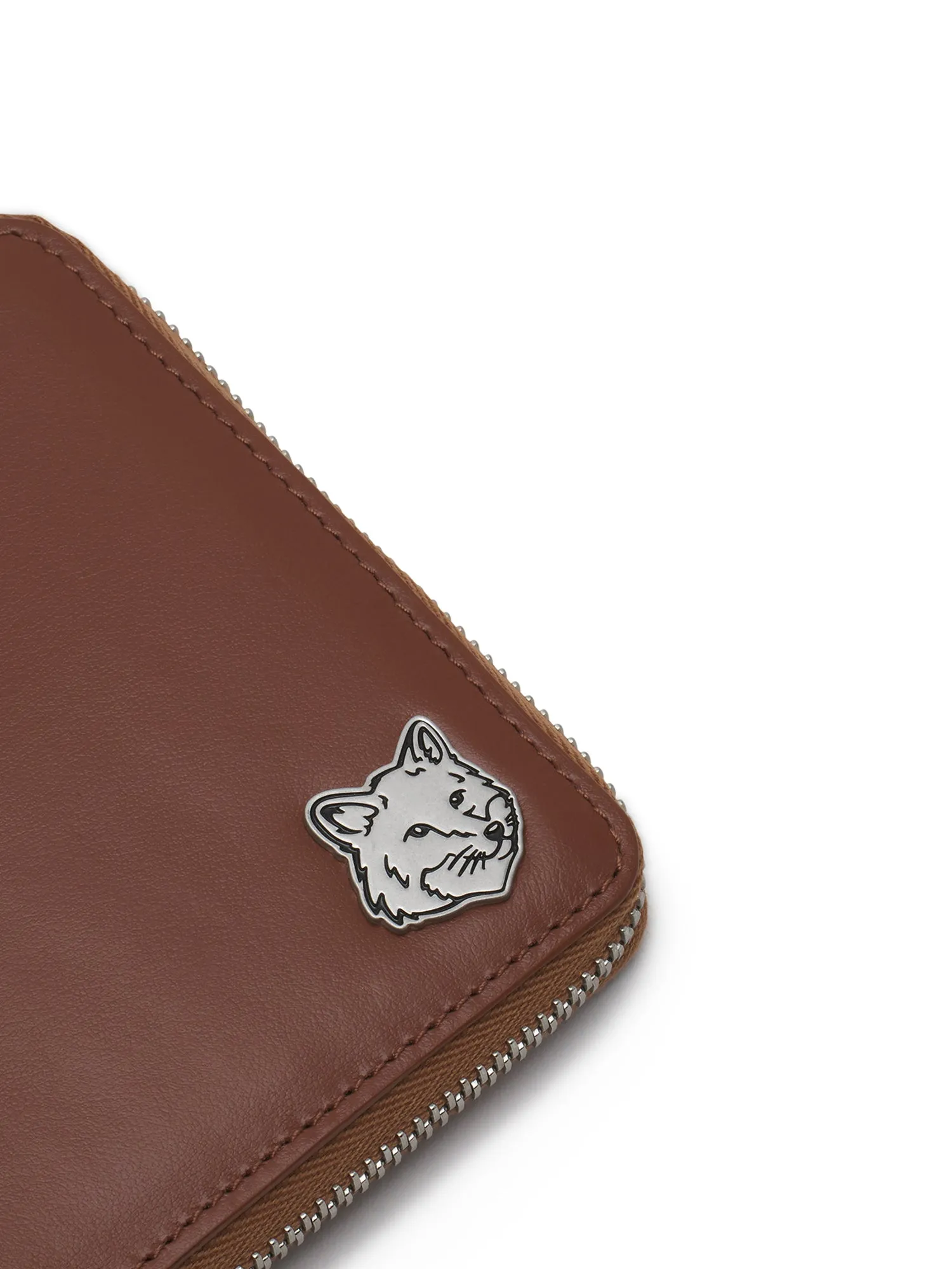 FOX HEAD SQUARE ZIPPED WALLET_DARK BROWNP298
