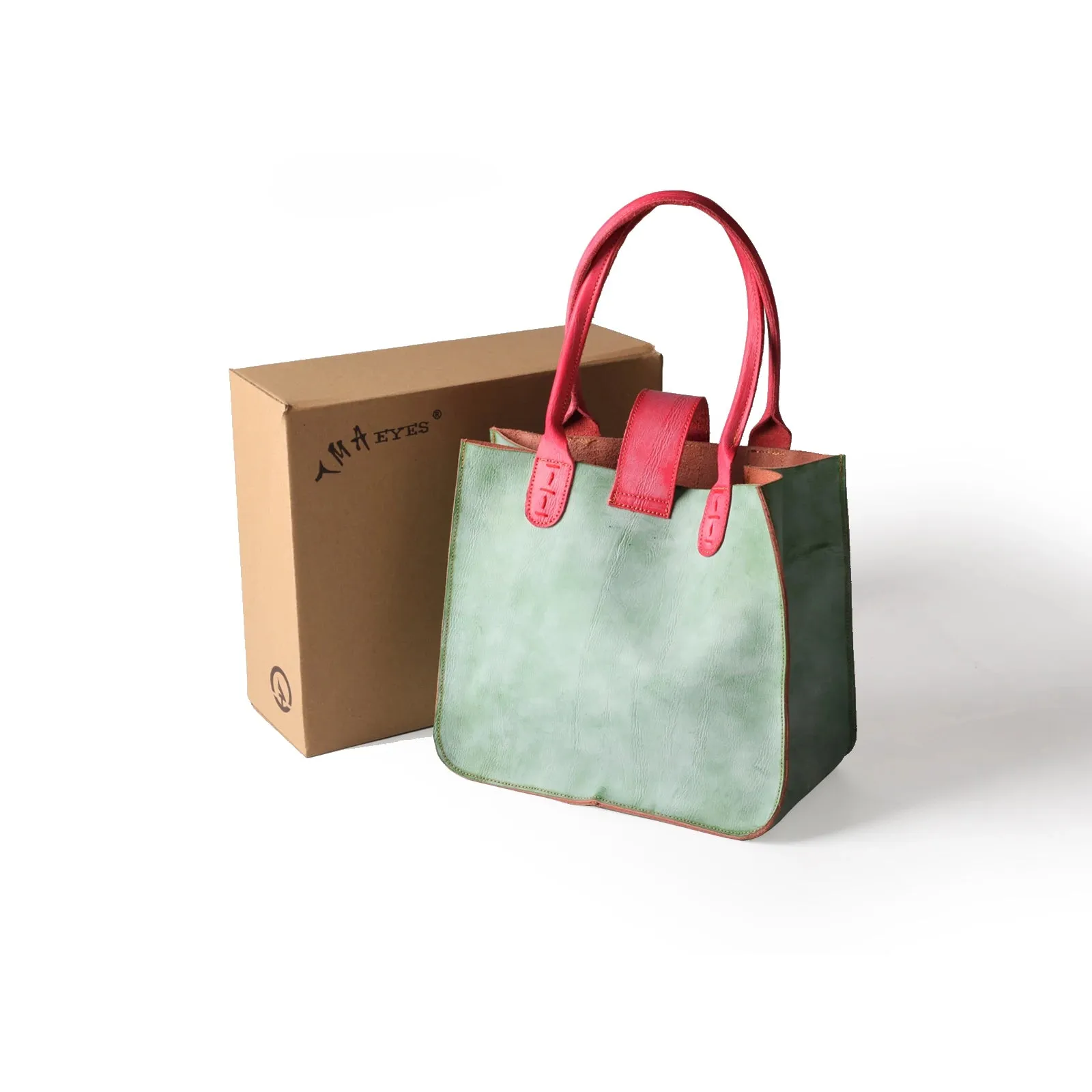 Genuine Leather Handsewn Solid Colour Minimalist Handbag