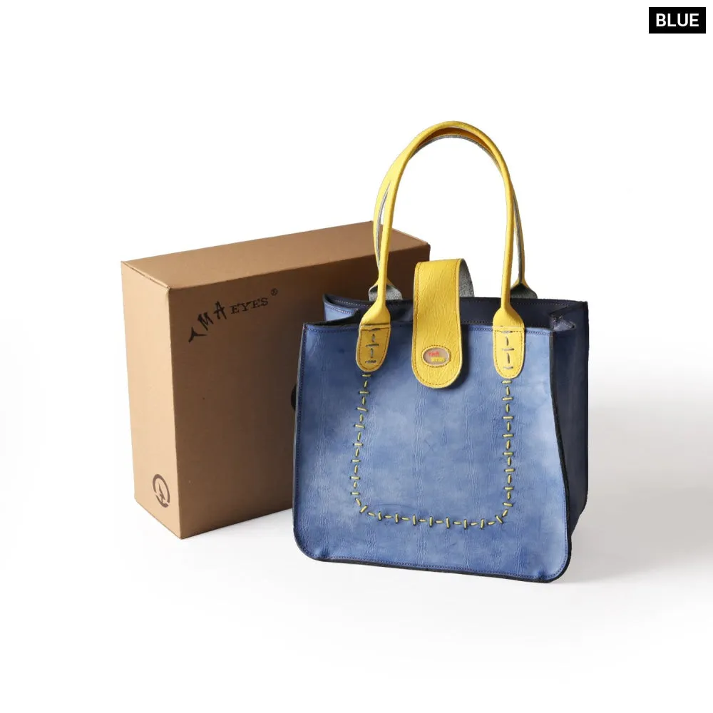 Genuine Leather Handsewn Solid Colour Minimalist Handbag