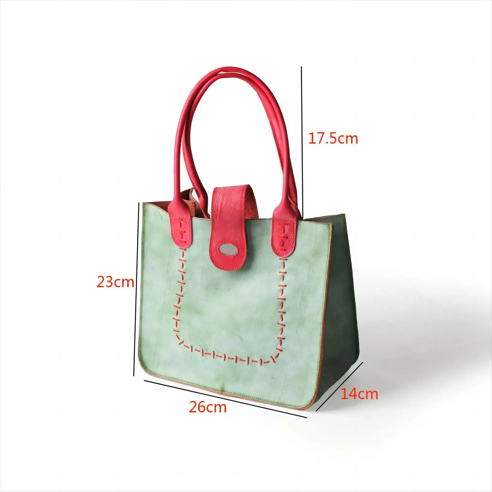 Genuine Leather Handsewn Solid Colour Minimalist Handbag
