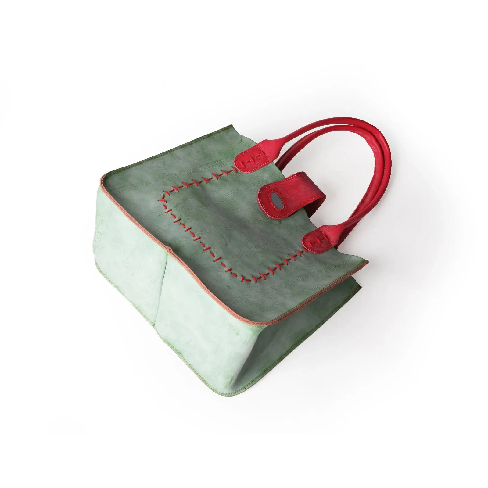 Genuine Leather Handsewn Solid Colour Minimalist Handbag