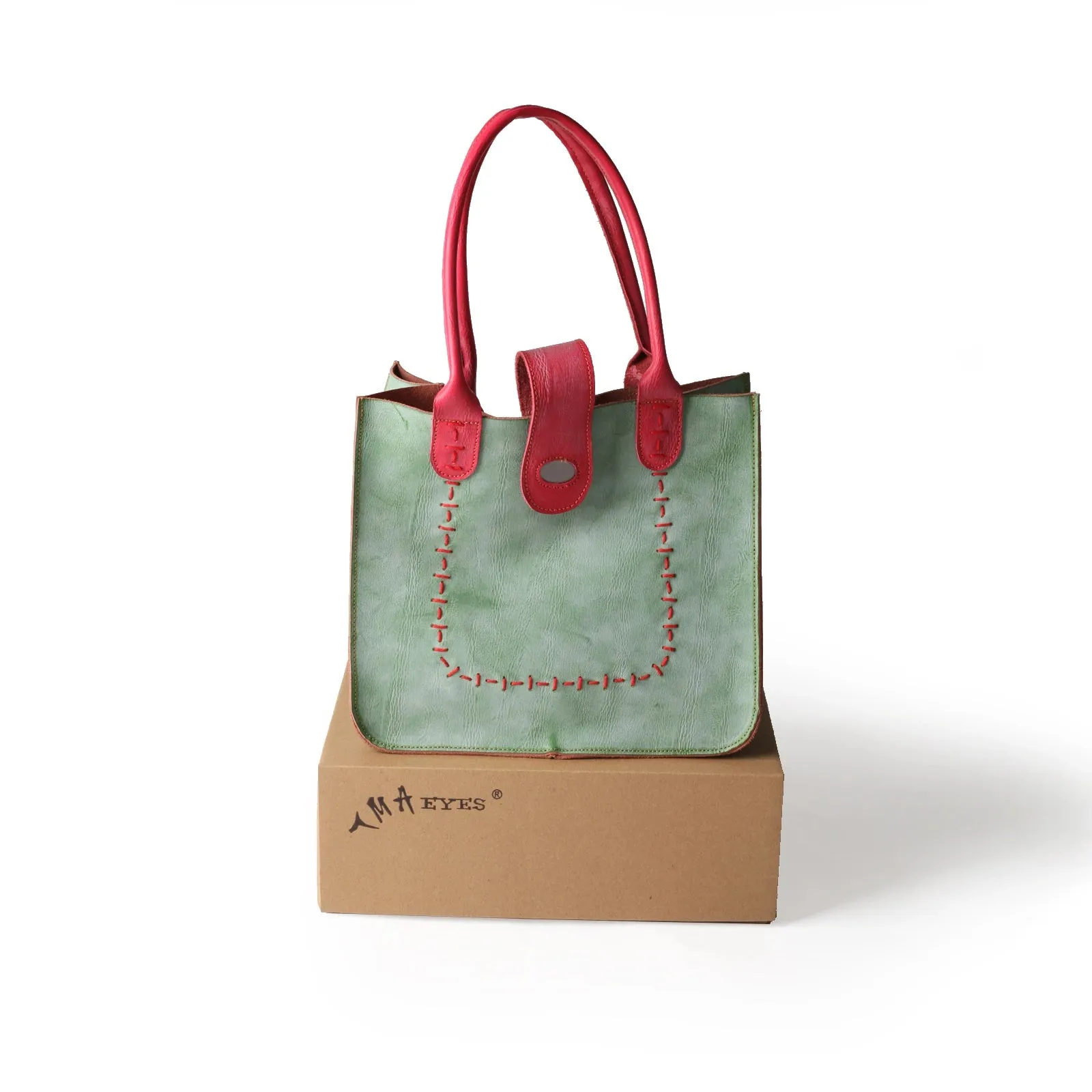 Genuine Leather Handsewn Solid Colour Minimalist Handbag