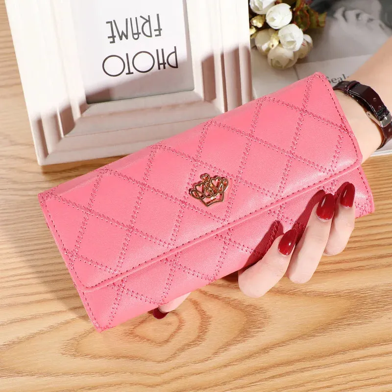 Lady Clutch Leather Plaid Wallets