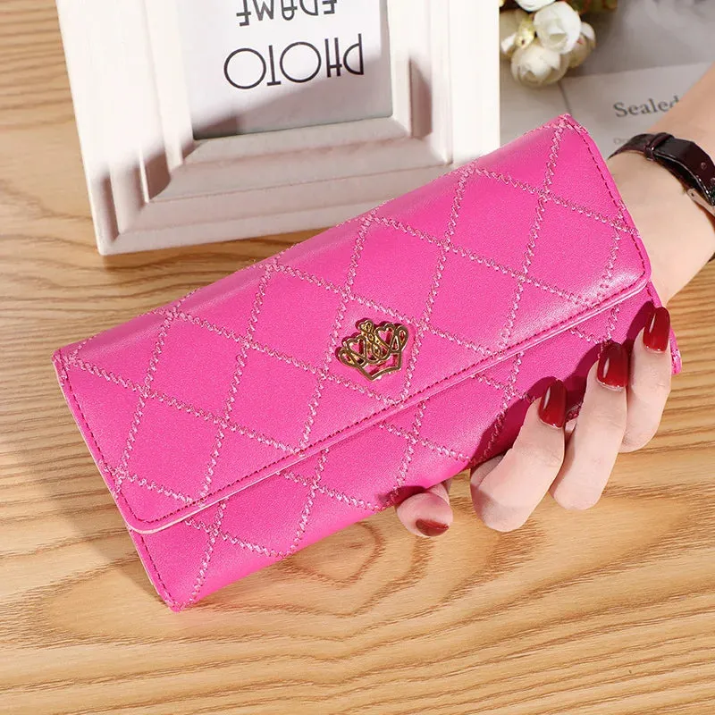 Lady Clutch Leather Plaid Wallets
