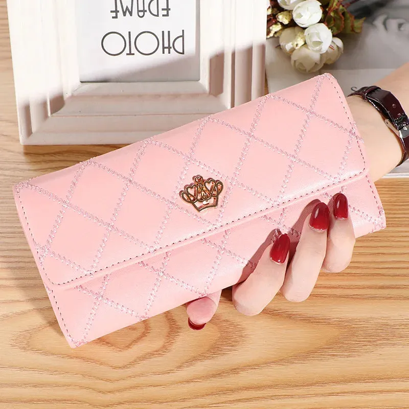 Lady Clutch Leather Plaid Wallets