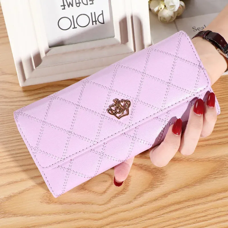 Lady Clutch Leather Plaid Wallets