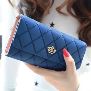 Lady Clutch Leather Plaid Wallets