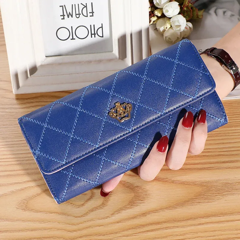 Lady Clutch Leather Plaid Wallets