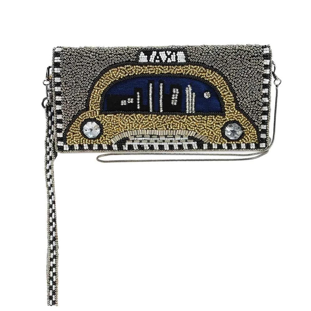 Mary Frances New York Nights Beaded Taxi Cab Cross Body Wallet
