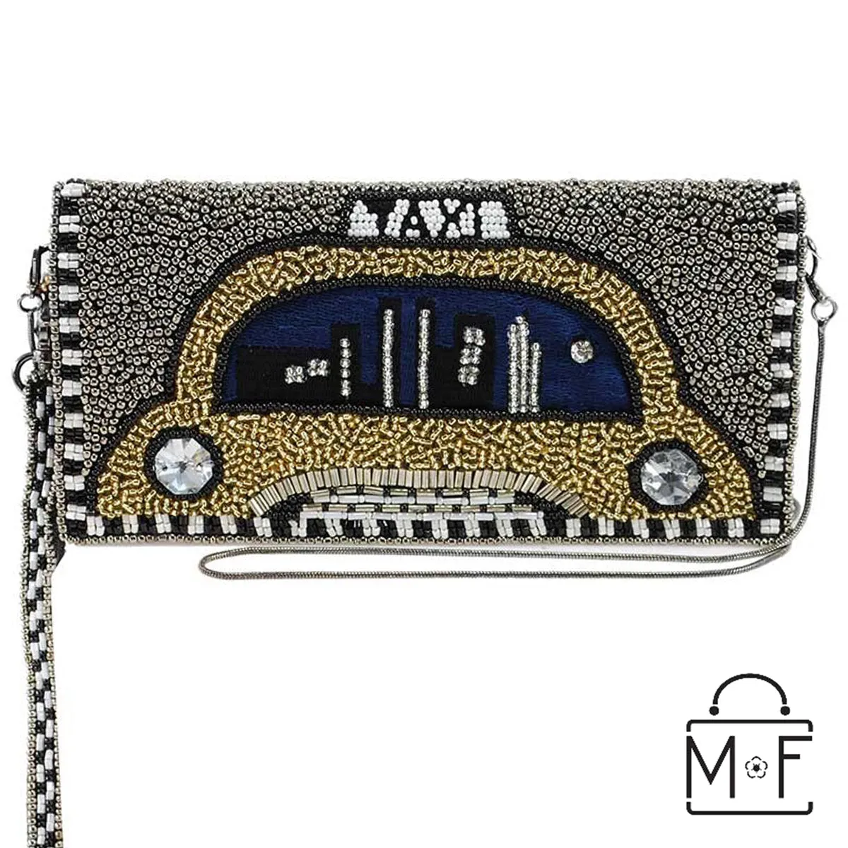 Mary Frances New York Nights Beaded Taxi Cab Cross Body Wallet