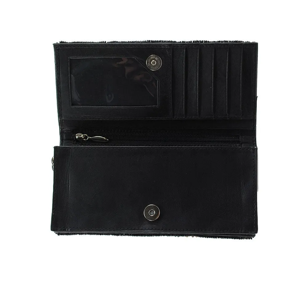 Mary Frances New York Nights Beaded Taxi Cab Cross Body Wallet