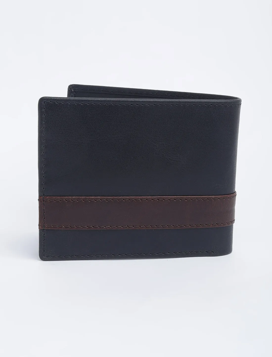 Men's Black Colorblock Bi-Fold Wallet