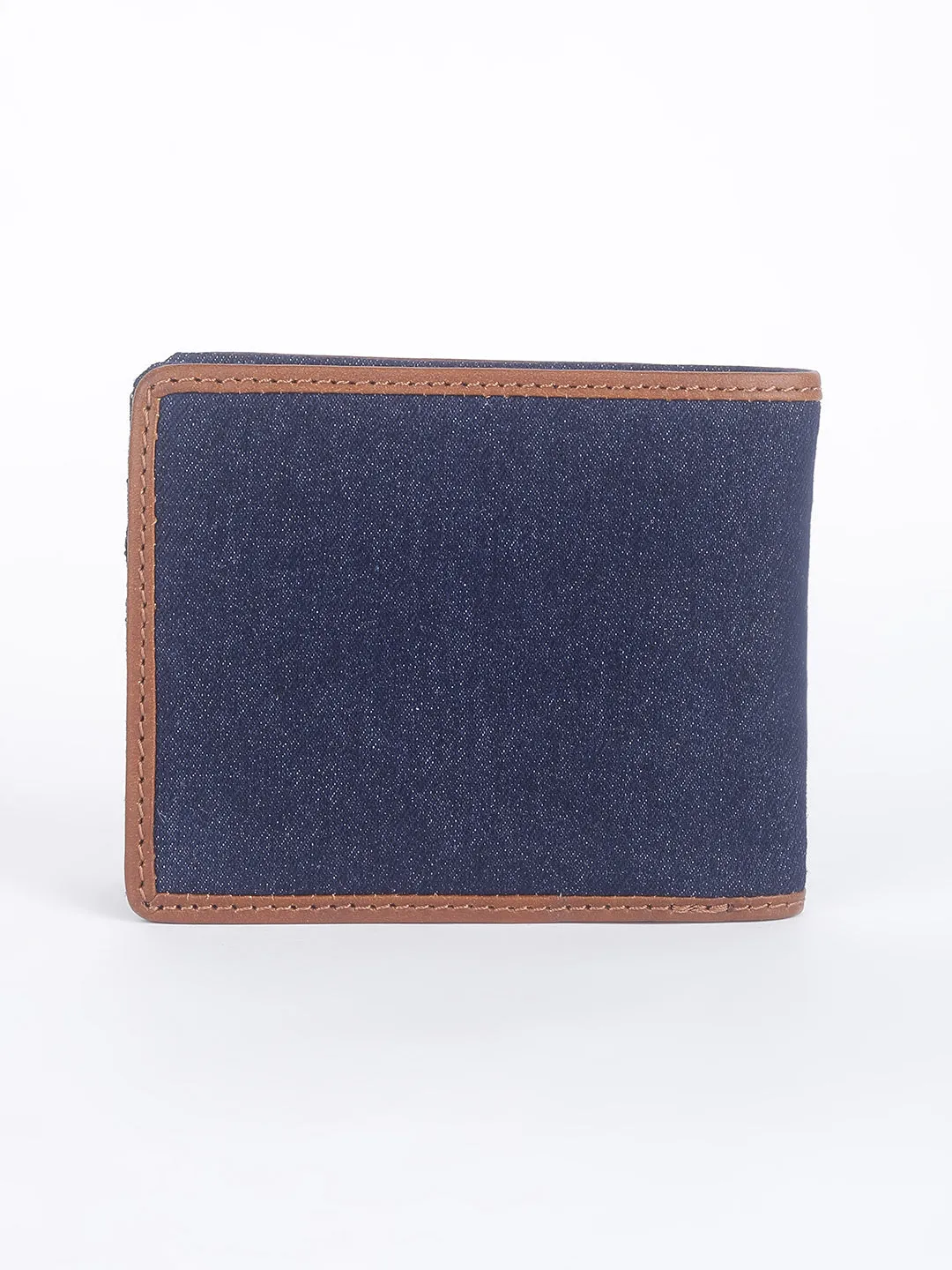 Men's Blue Solid Bi-fold Wallet