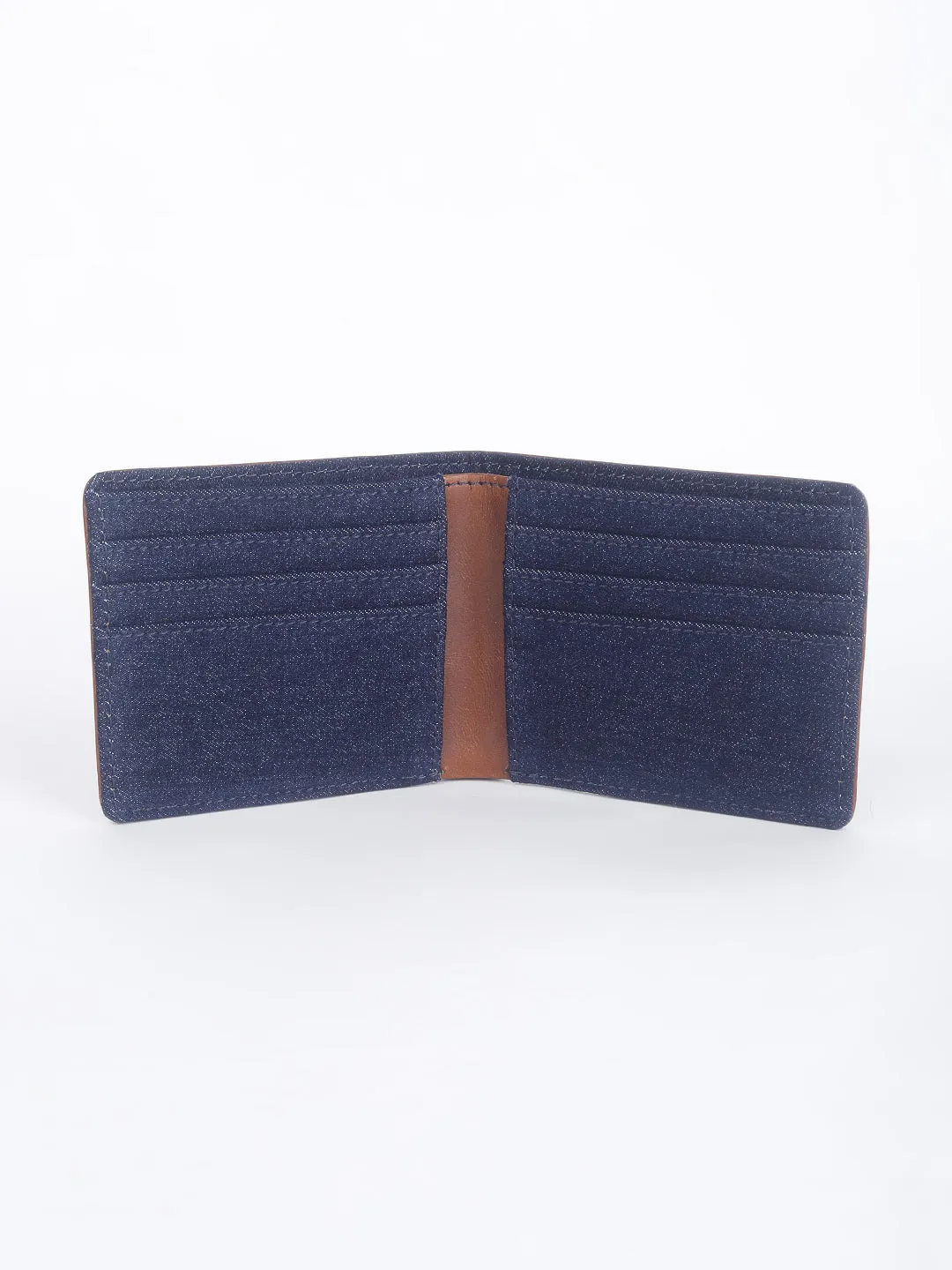 Men's Blue Solid Bi-fold Wallet
