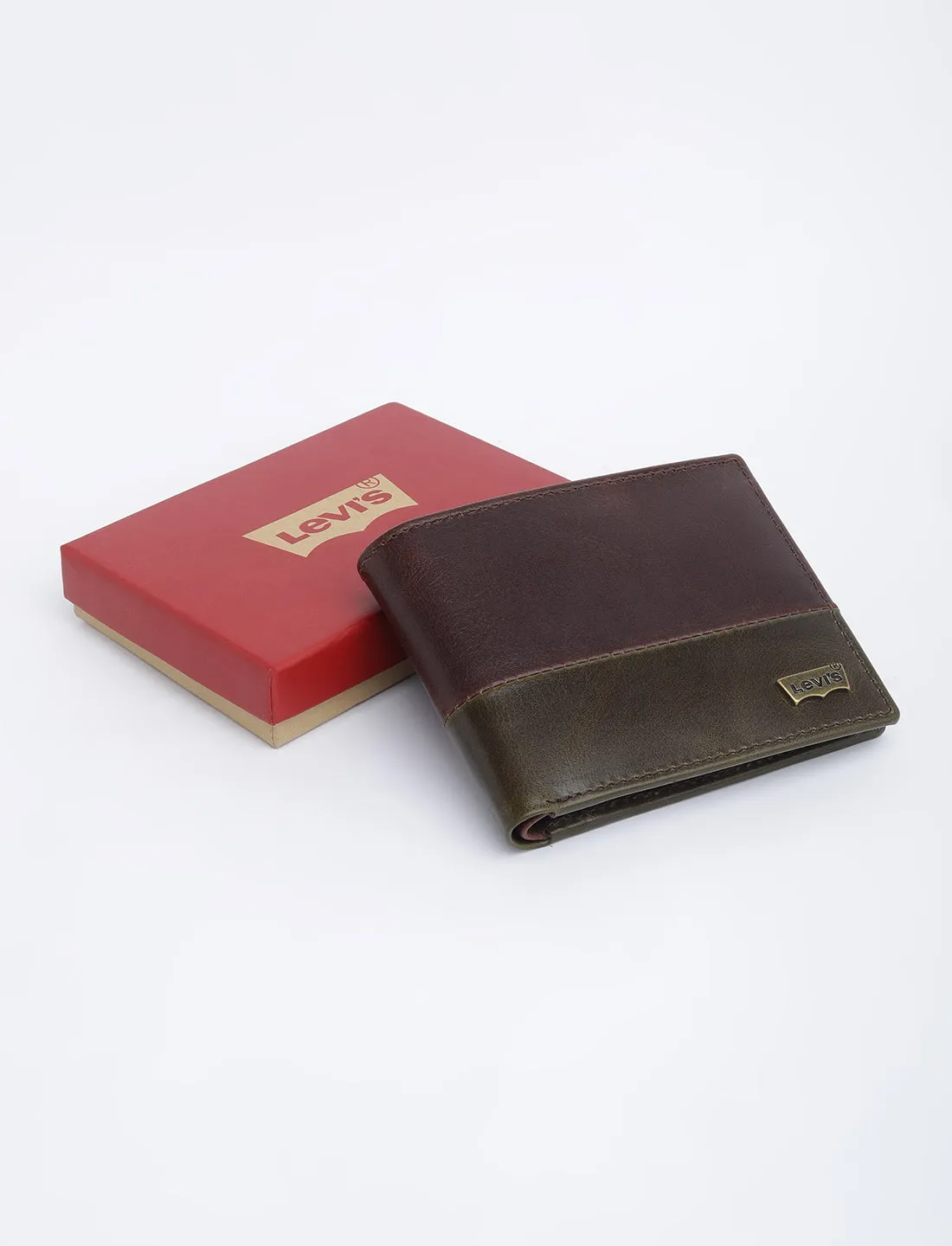 Men's Brown Colorblock Bi-Fold Wallet