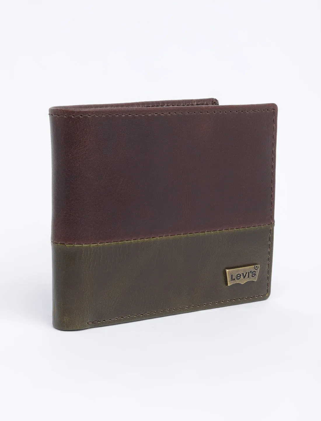 Men's Brown Colorblock Bi-Fold Wallet