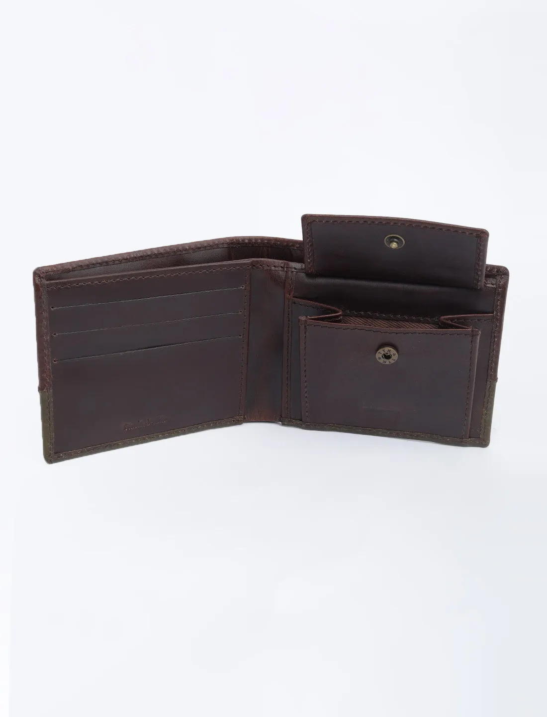 Men's Brown Colorblock Bi-Fold Wallet