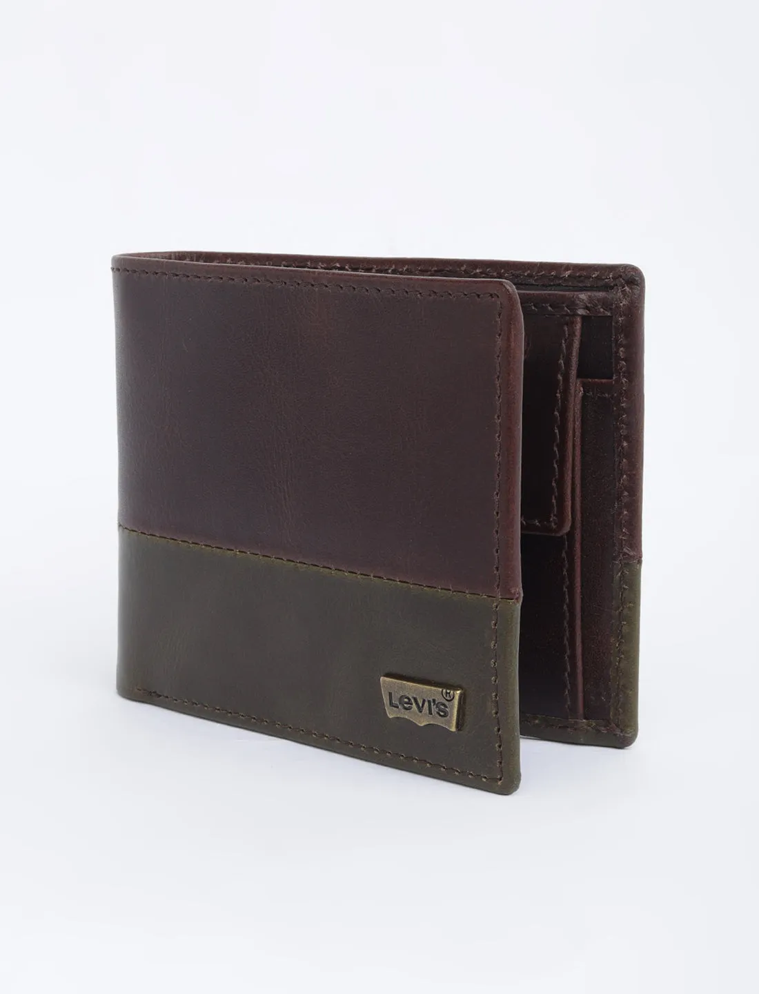 Men's Brown Colorblock Bi-Fold Wallet