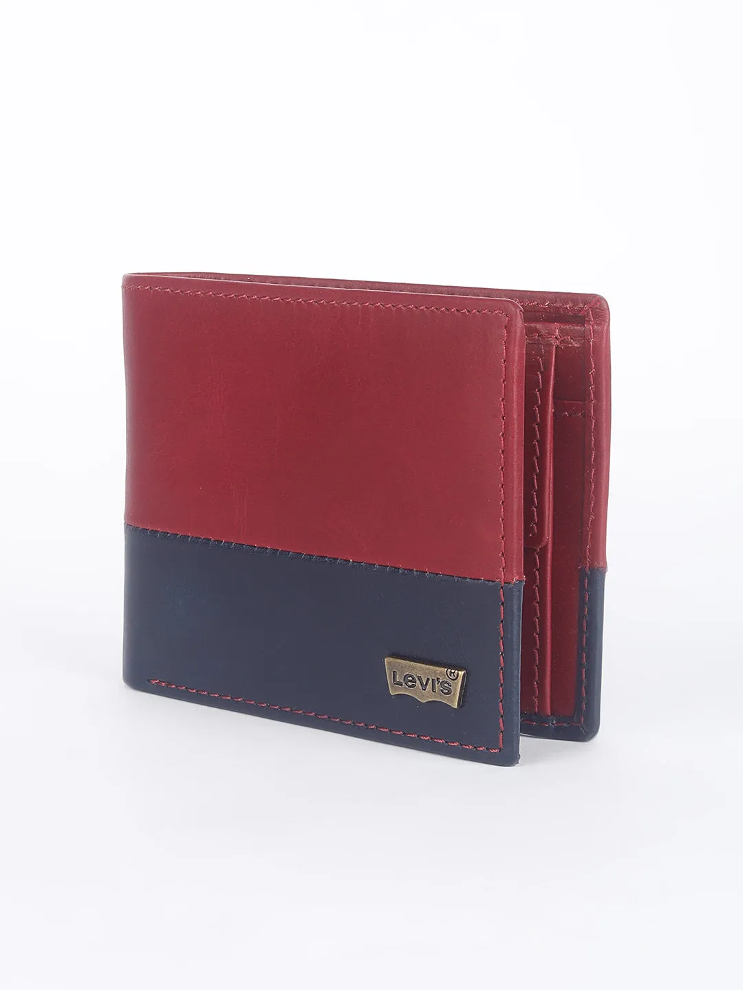 Men's Red Colorblock Bi-Fold Wallet
