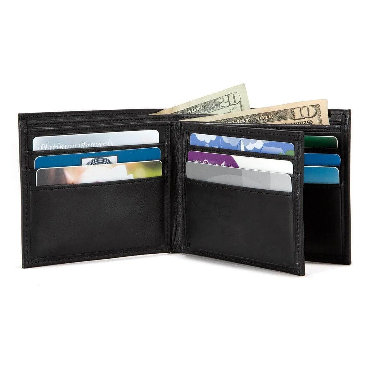Mens RFID Blocking Bifold Wallet 10 slot - Classic Leather