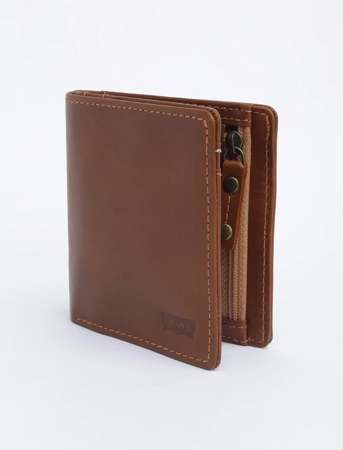 Men's Tan Solid Bi-Fold Wallet