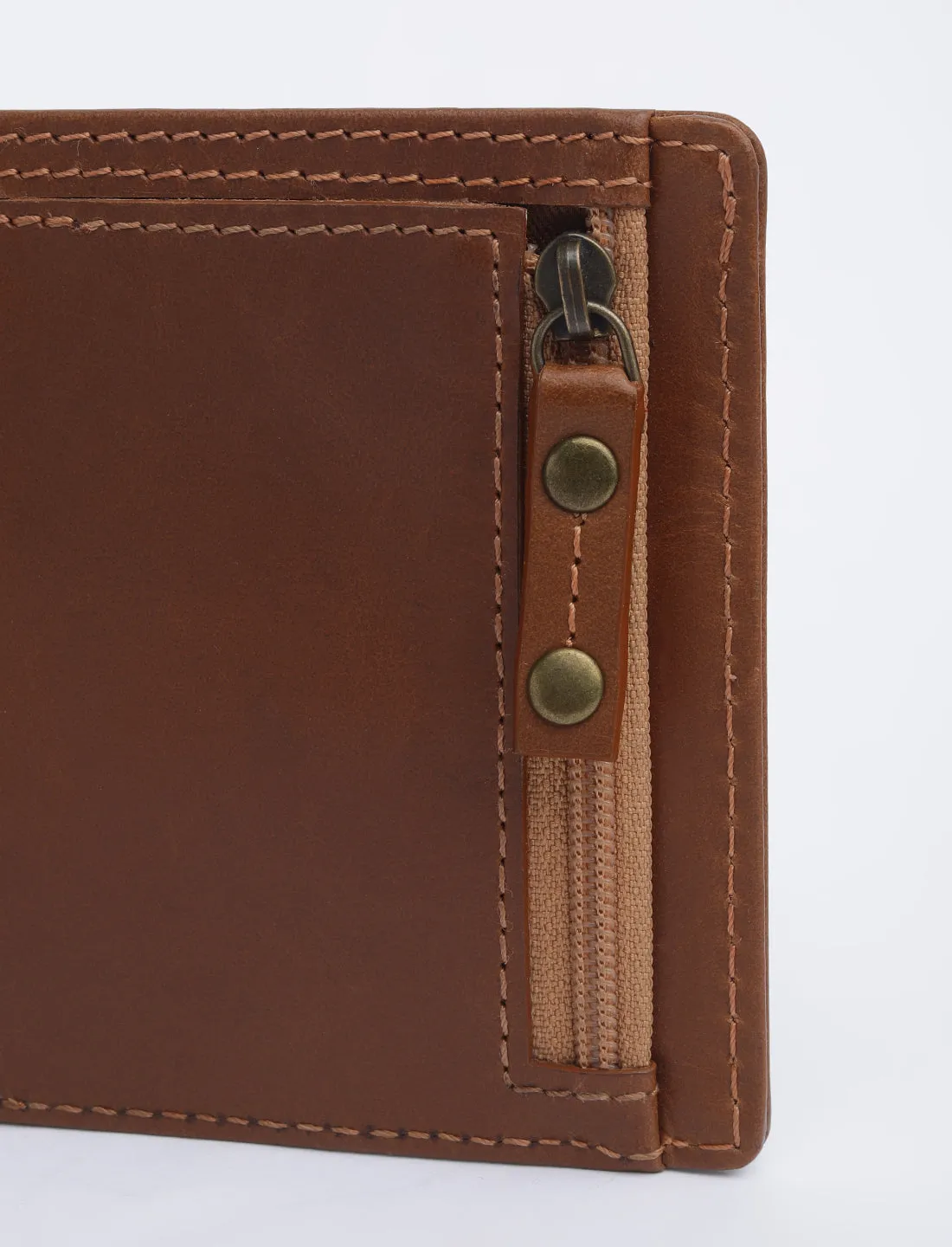Men's Tan Solid Bi-Fold Wallet