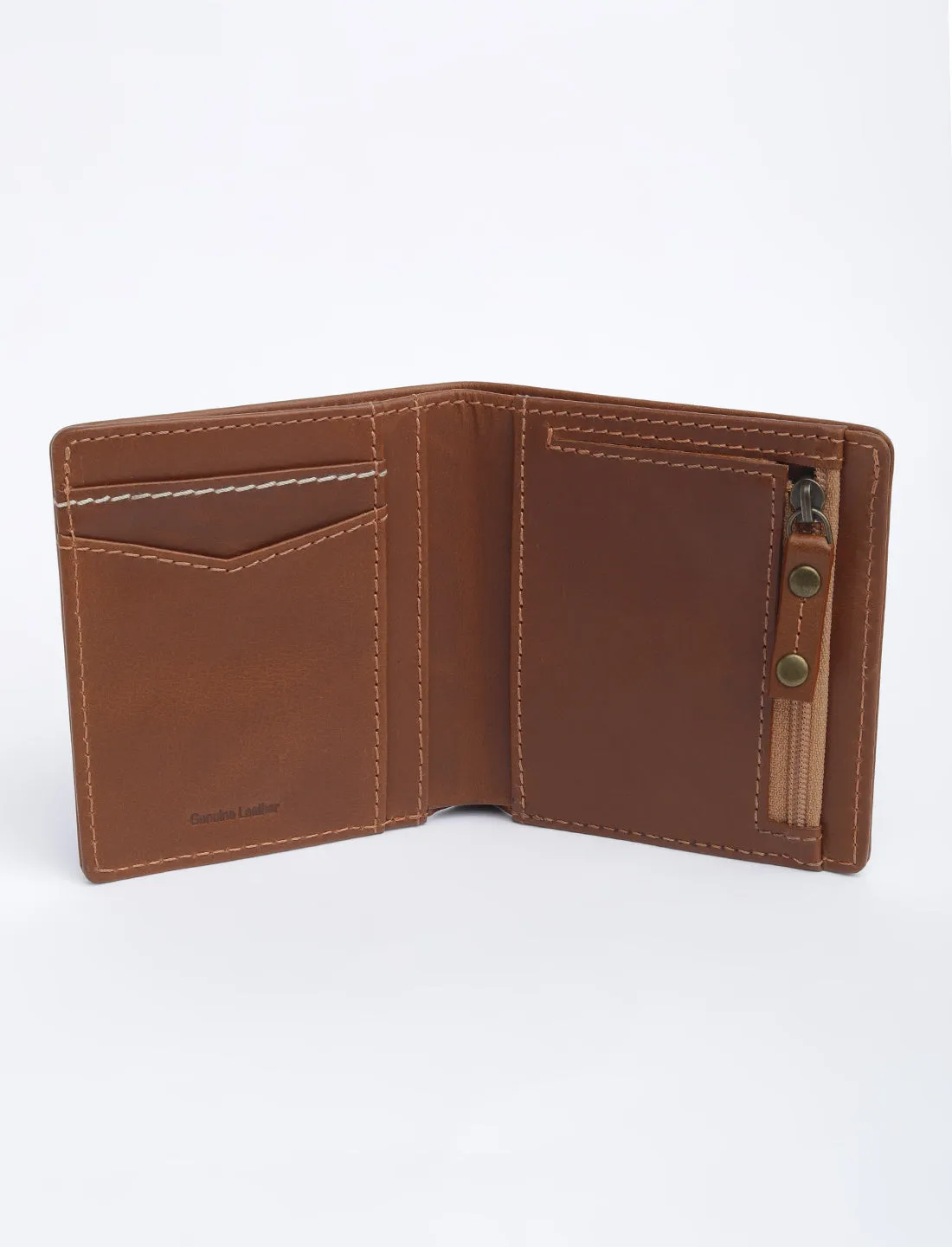 Men's Tan Solid Bi-Fold Wallet