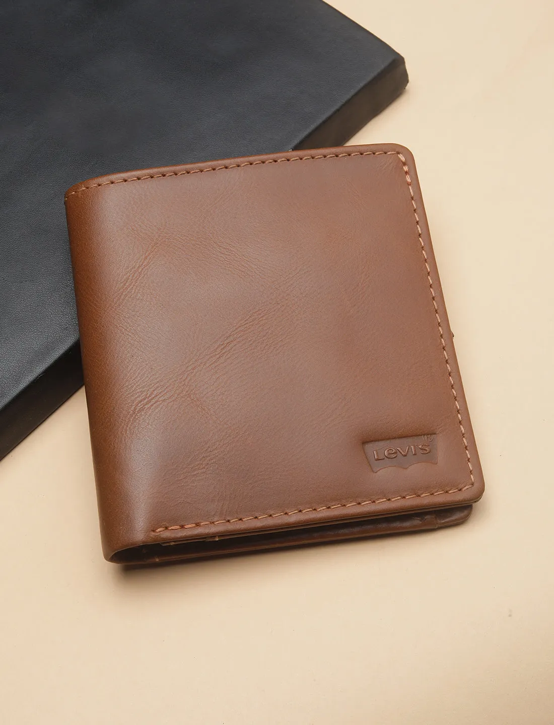 Men's Tan Solid Bi-Fold Wallet