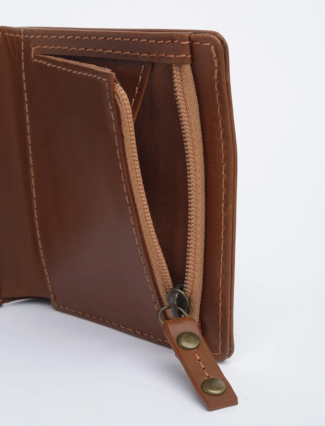 Men's Tan Solid Bi-Fold Wallet