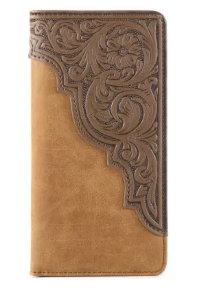 Montana West - Embossed Floral Men's Bifold Wallet - Tan