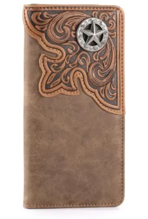 Montana West - Embossed Lone Star Concho Men's Bifold Wallet - Brown