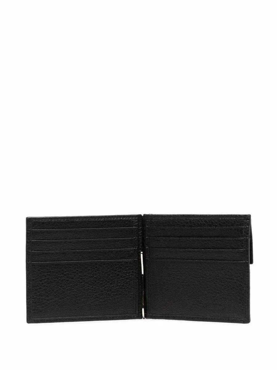 Portafoglio bi-fold con placca logo