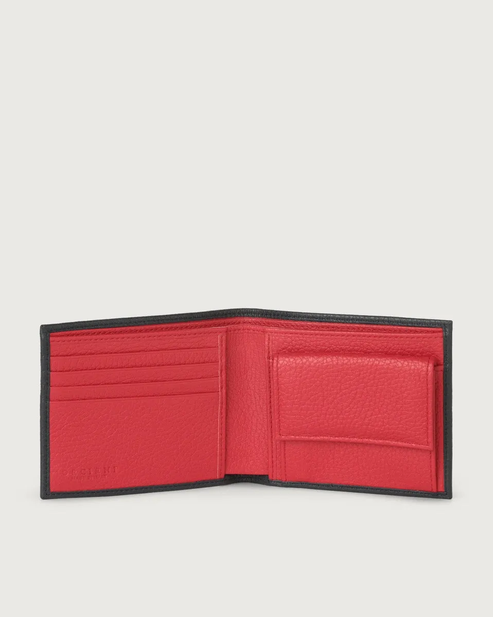 Portafoglio bi-fold in pelle con portamonete