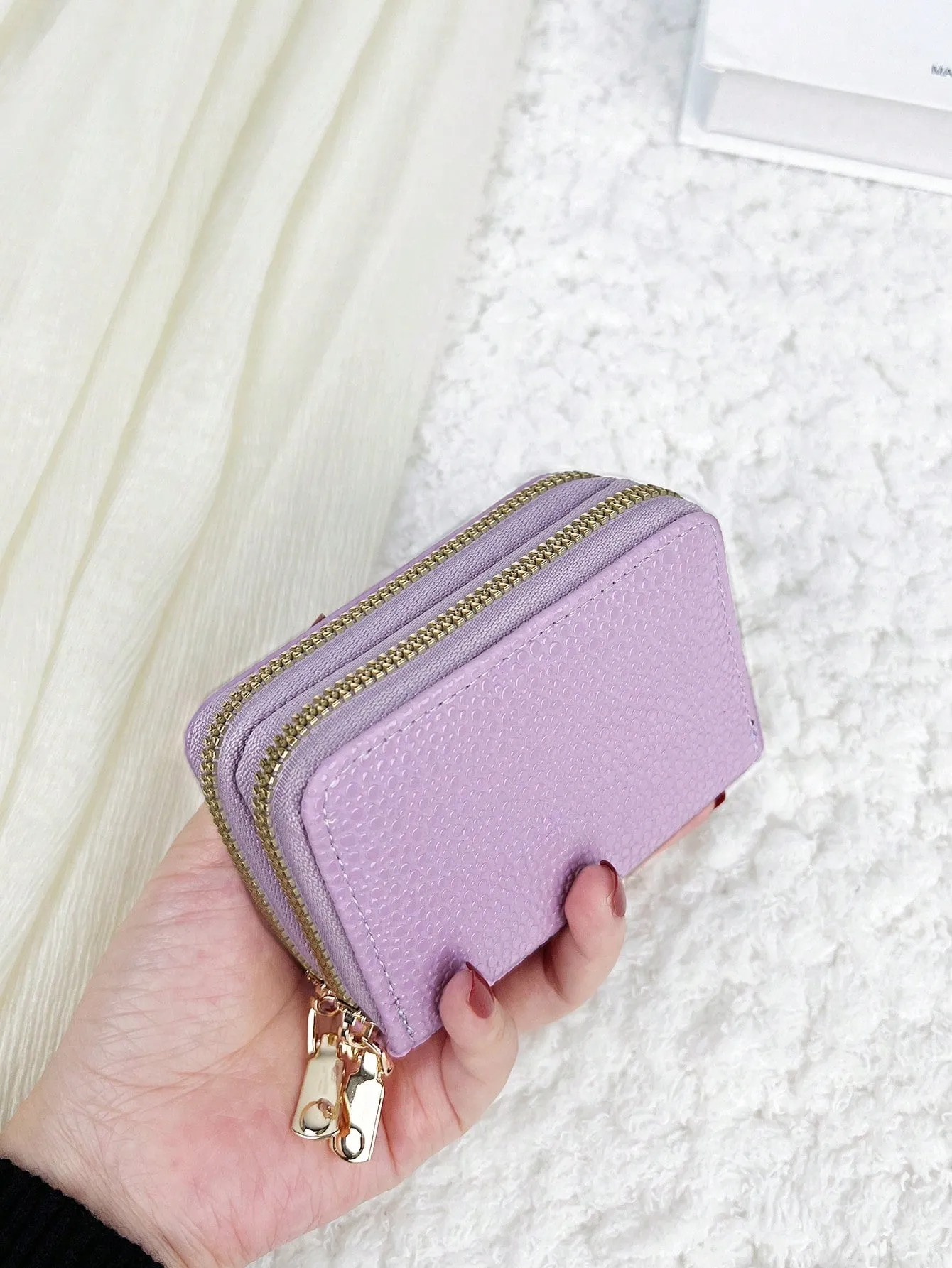 SHEIN Double Zipper Wallet Business Card Holder Wallet