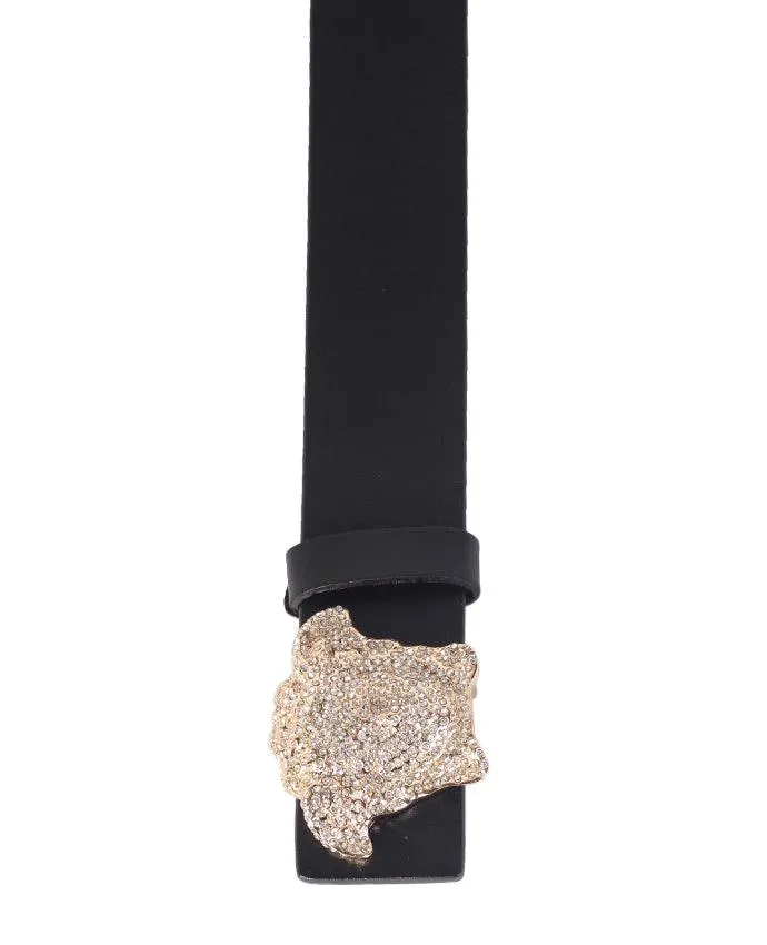 Versace crystal diamond 3D mens medusa head leather belt
