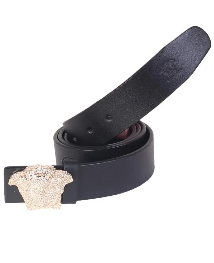 Versace crystal diamond 3D mens medusa head leather belt