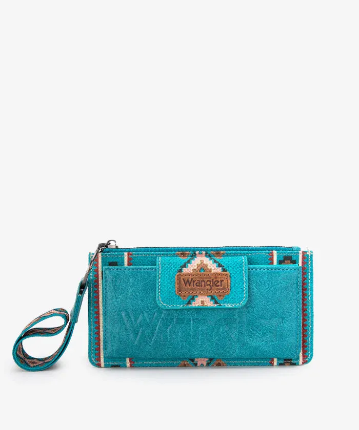 WG139-W013JN Wrangler Aztec Print Bi-Fold Wallet Wristlet