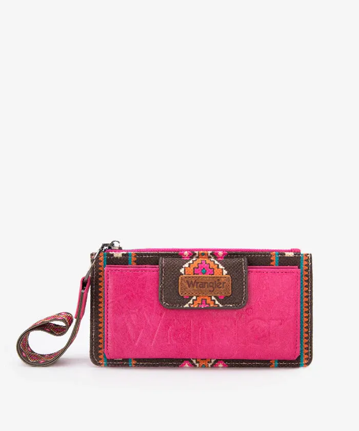 WG139-W013JN Wrangler Aztec Print Bi-Fold Wallet Wristlet